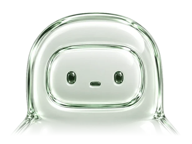 close-up of his face window: two dot eyes, one dash of a mouth, the same look since the day he cooled down